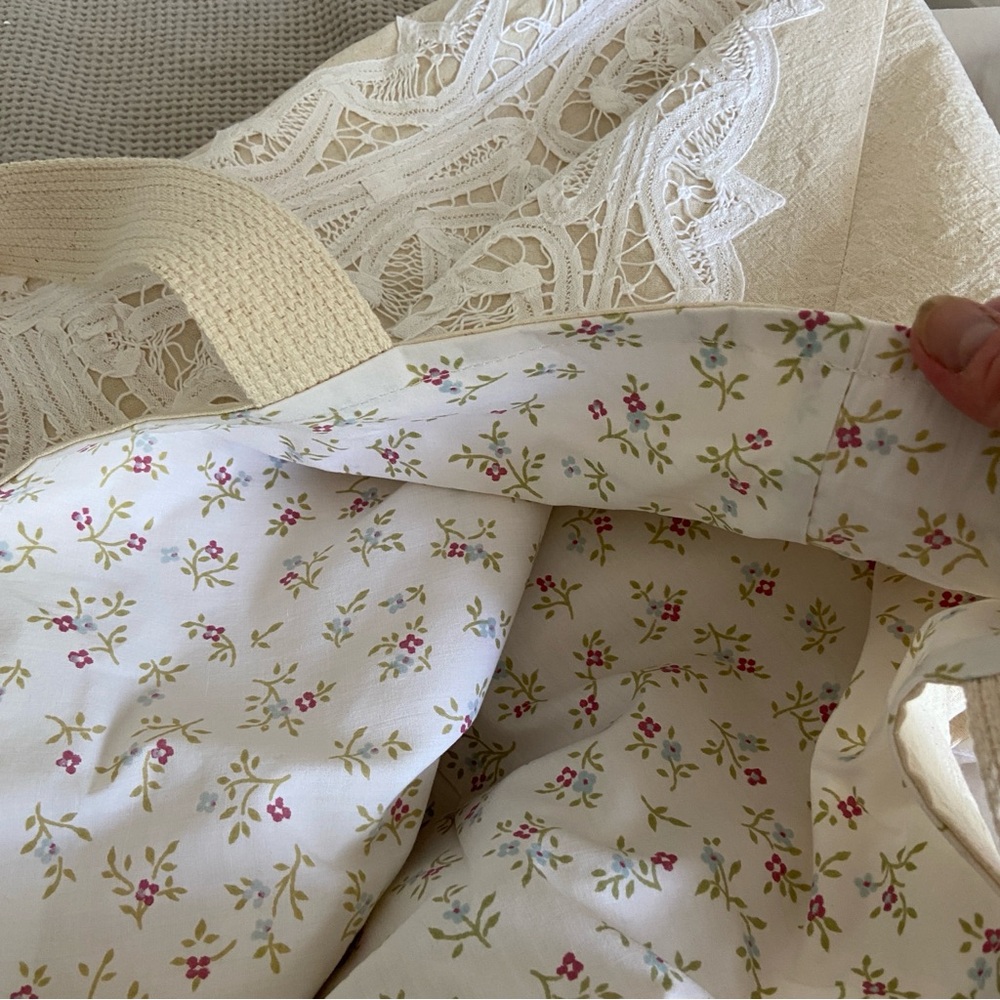 Lace Trimmed Organic Cotton Tote Bag - Picture 5 of 6